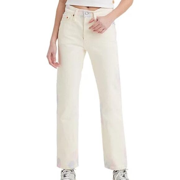 NEW Levi’s 501 Jeans High Rise Straight Leg White Tie-Dye Button Fly Womens 27 - Picture 8 of 10
